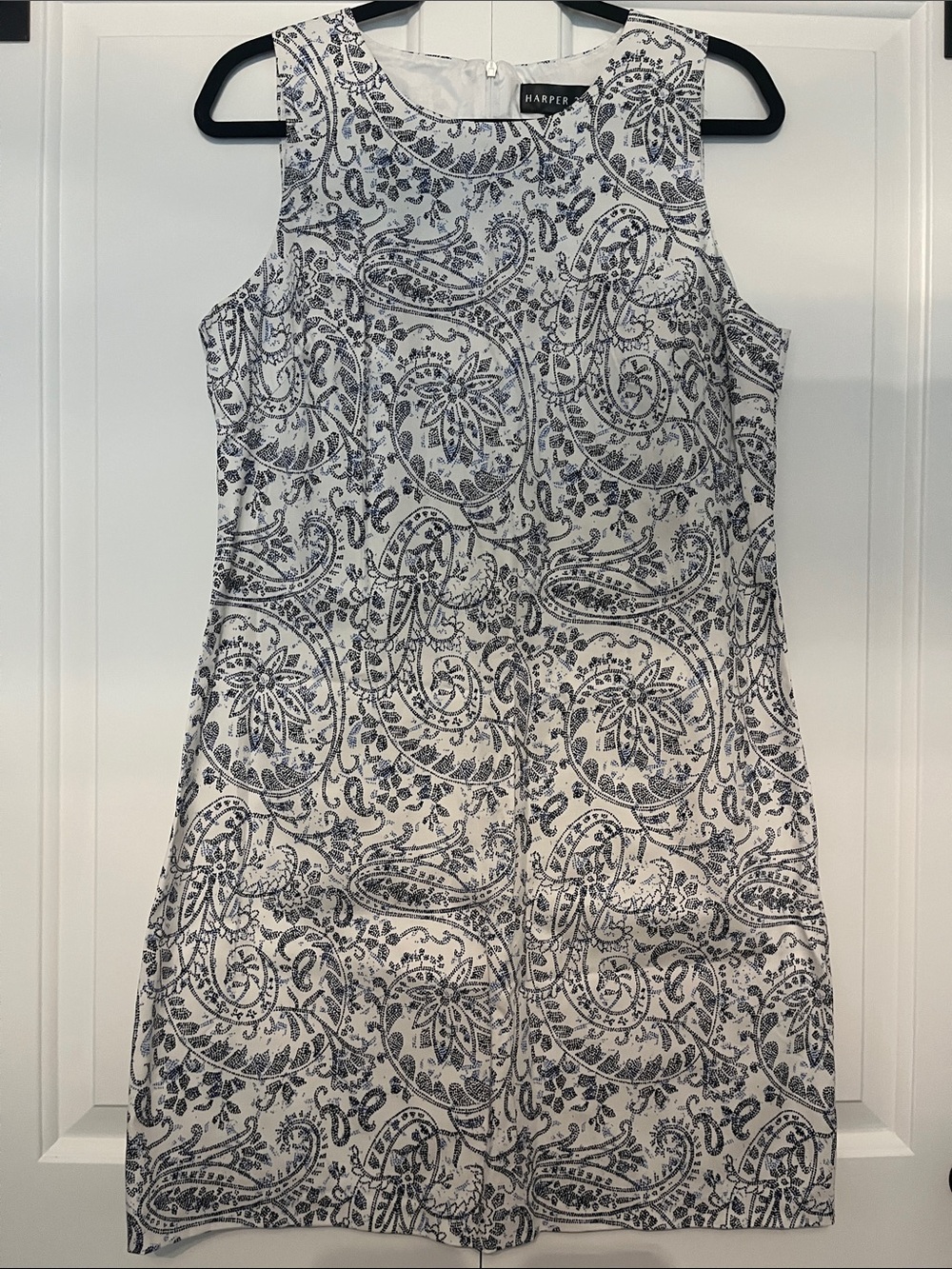 Harper White and Navy Paisley Mini Dress